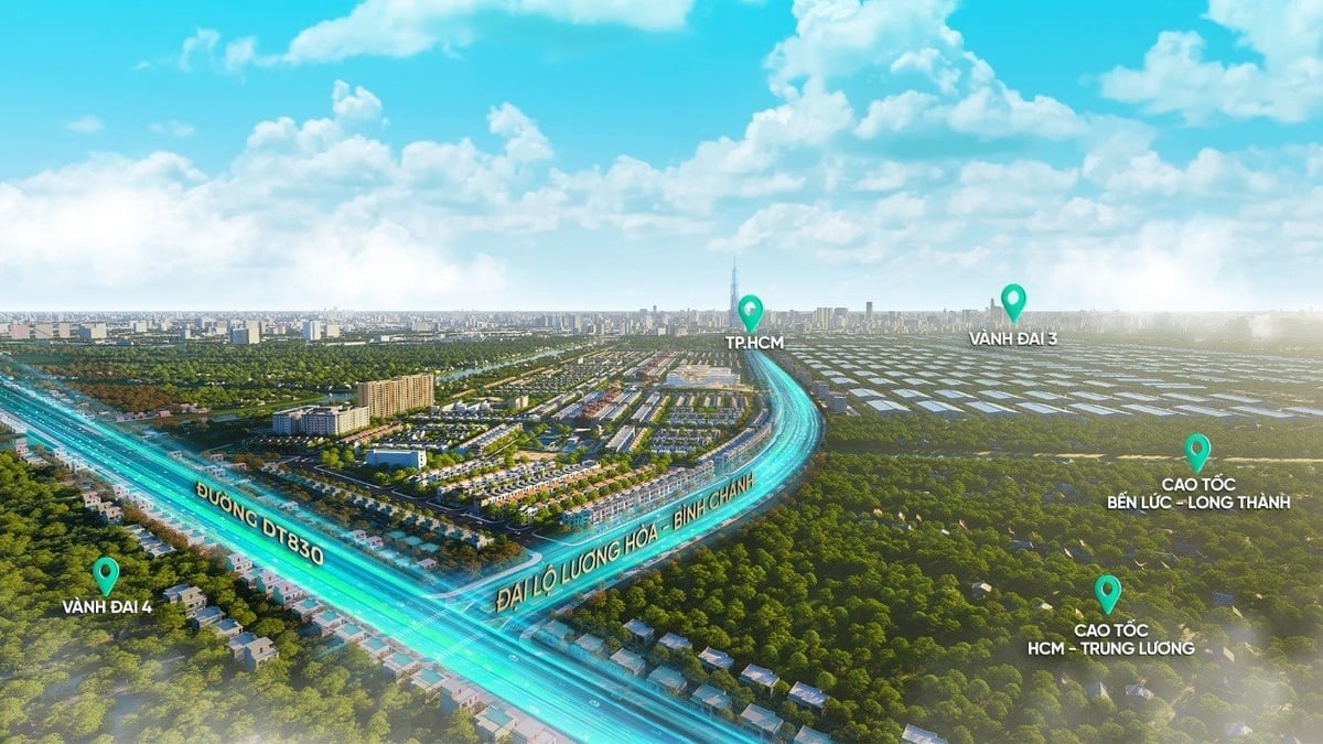 LA Home tọa lạc ngay cửa ngõ khu Tây TP.HCM, kết nối nhanh TPHCM chỉ từ 5 phút và liên vùng thông qua các tuyến giao thông huyết mạch. Ảnh: Prodezi Long An. LA Home tọa lạc ngay cửa ngõ khu Tây TP.HCM, kết nối nhanh TPHCM chỉ từ 5 phút và liên vùng thông qua các tuyến giao thông huyết mạch. Ảnh: Prodezi Long An.