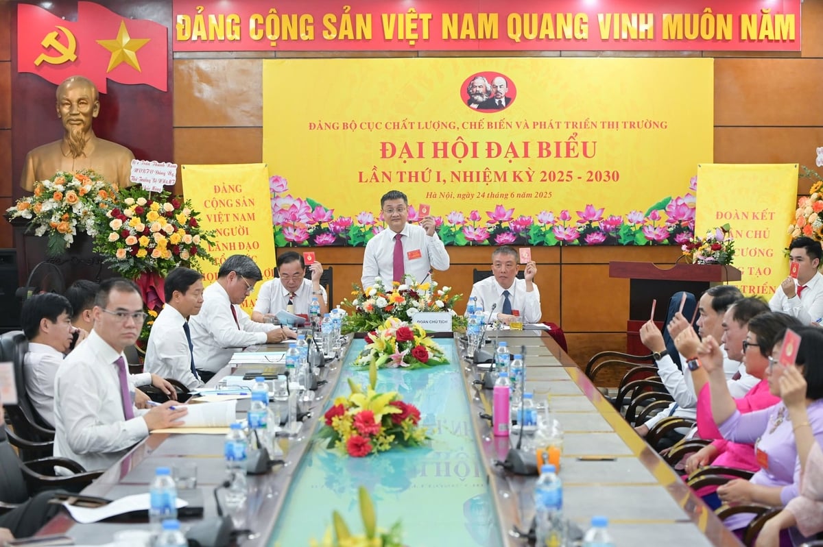 Đại hội biểu quyết nhất trí thông qua Nghị quyết Đại hội với các mục tiêu, chỉ tiêu và giải pháp cụ thể, làm cơ sở lãnh đạo thực hiện thắng lợi nhiệm vụ chính trị trong giai đoạn 2025-2030. Ảnh: Tùng Đinh. Đại hội biểu quyết nhất trí thông qua Nghị quyết Đại hội với các mục tiêu, chỉ tiêu và giải pháp cụ thể, làm cơ sở lãnh đạo thực hiện thắng lợi nhiệm vụ chính trị trong giai đoạn 2025-2030. Ảnh: Tùng Đinh.