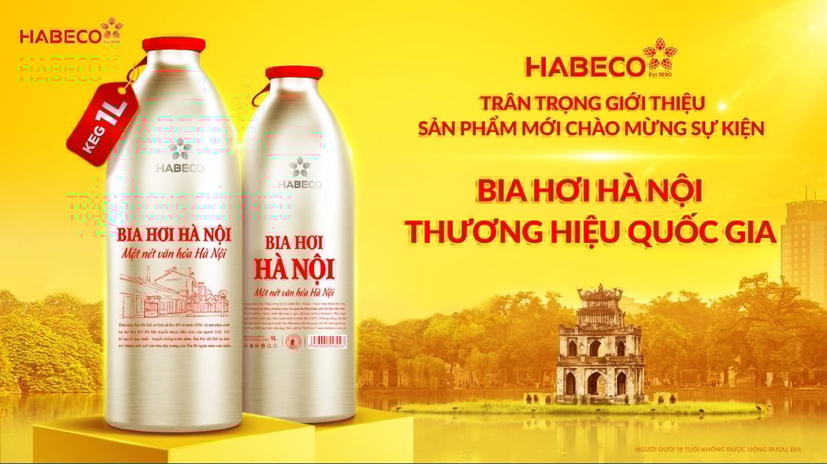 Bia Hơi Hà Nội ra mắt sản phẩm mới KEG 1L hiện đại, tiện lợi, đậm đà bản sắc. Ảnh: HABECO. Bia Hơi Hà Nội ra mắt sản phẩm mới KEG 1L hiện đại, tiện lợi, đậm đà bản sắc. Ảnh: HABECO.