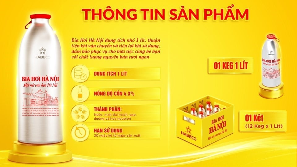 Thông tin sản phẩm Bia Hơi Hà Nội KEG 1L. Ảnh: HABECO. Thông tin sản phẩm Bia Hơi Hà Nội KEG 1L. Ảnh: HABECO.