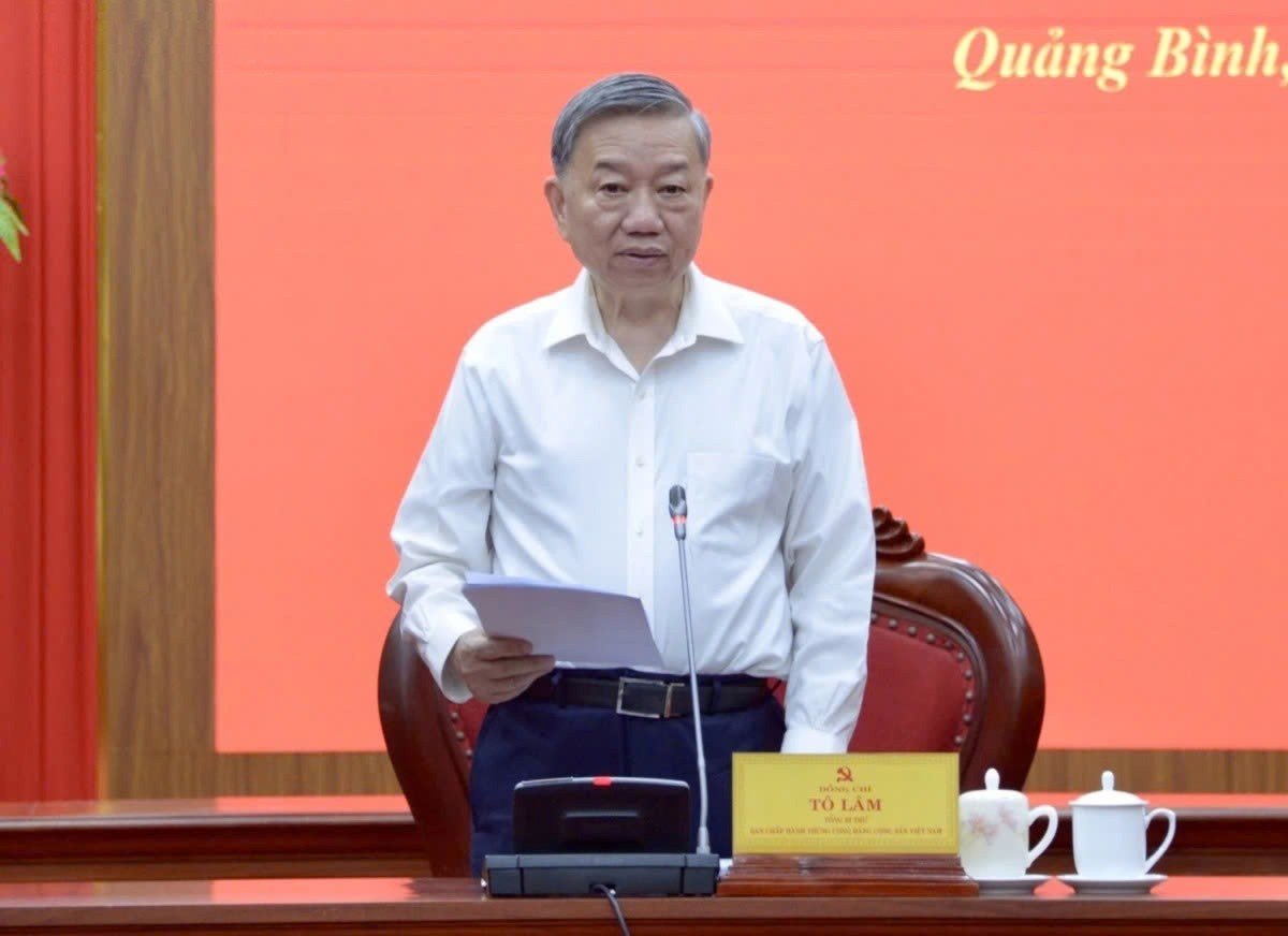 Tổng Bí thư Tô Lâm phát biểu chỉ đạo tại buổi làm việc. Ảnh: T. Hiếu. Tổng Bí thư Tô Lâm phát biểu chỉ đạo tại buổi làm việc. Ảnh: T. Hiếu.
