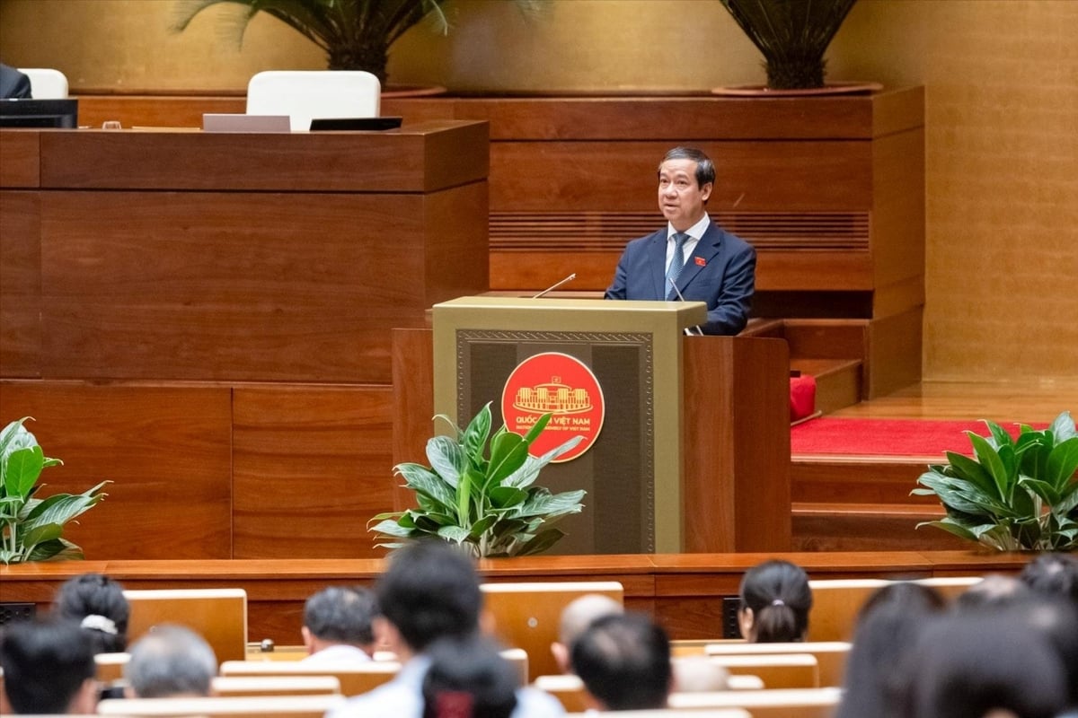 Bộ trưởng Bộ Giáo dục và Đào tạo Nguyễn Kim Sơn phát biểu. Ảnh: Phạm Thắng. Bộ trưởng Bộ Giáo dục và Đào tạo Nguyễn Kim Sơn phát biểu. Ảnh: Phạm Thắng.