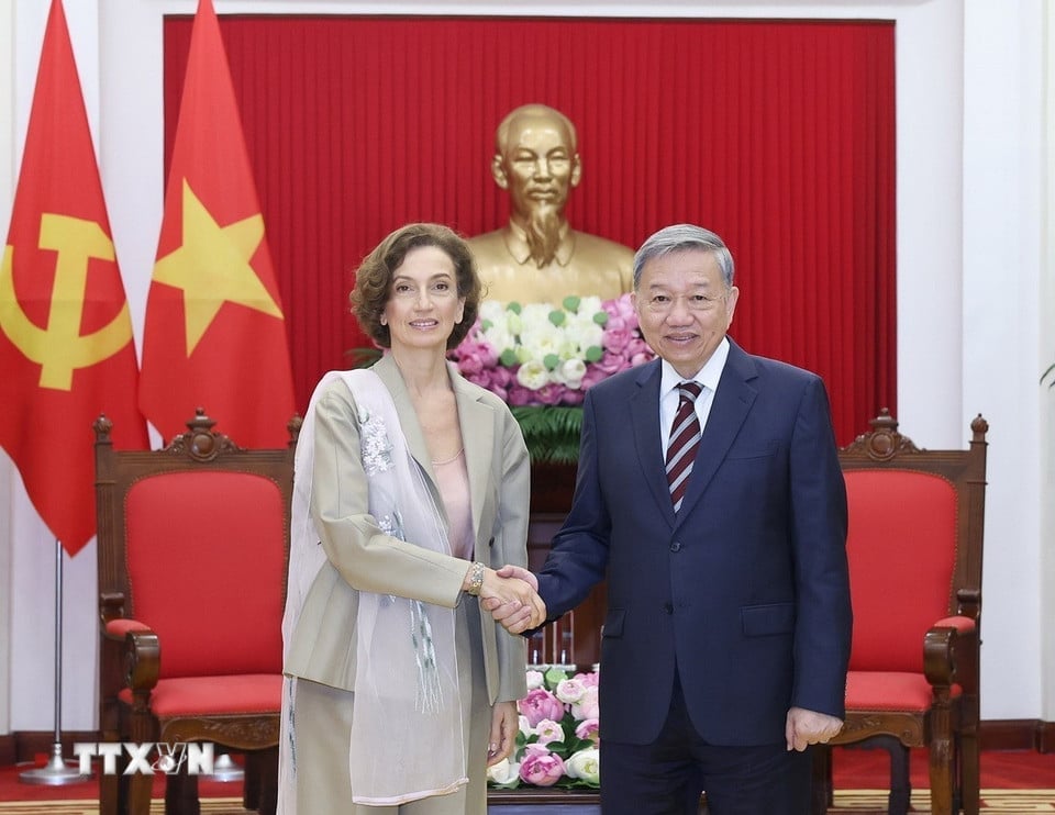 Tổng Bí thư Tô Lâm tiếp bà Audrey Azoulay, Tổng giám đốc UNESCO. Ảnh: TTXVN. Tổng Bí thư Tô Lâm tiếp bà Audrey Azoulay, Tổng giám đốc UNESCO. Ảnh: TTXVN.