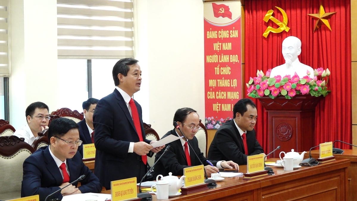 Ông Phạm Hoàng Sơn - Chủ tịch UBND tỉnh Thái Nguyên phát biểu tại buổi làm việc. Ảnh: Quang Linh. Ông Phạm Hoàng Sơn - Chủ tịch UBND tỉnh Thái Nguyên phát biểu tại buổi làm việc. Ảnh: Quang Linh.