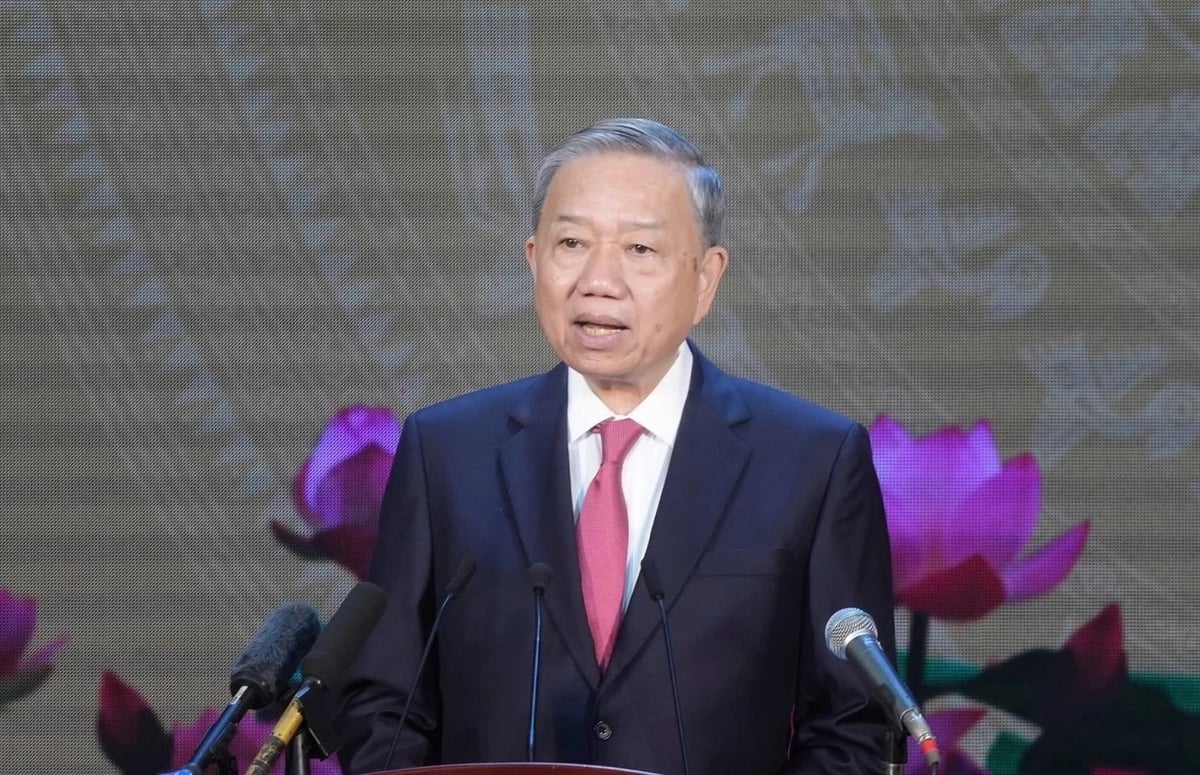 Tổng bí thư Tô Lâm phát biểu tại buổi Lễ. Ảnh: Q.Huy - Hữu Khoa. Tổng bí thư Tô Lâm phát biểu tại buổi Lễ. Ảnh: Q.Huy - Hữu Khoa.