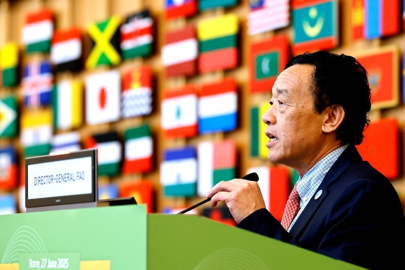 QU Dongyu, Director-General of FAO, speaks to participants during the ministerial conference between the African Union and European Union.