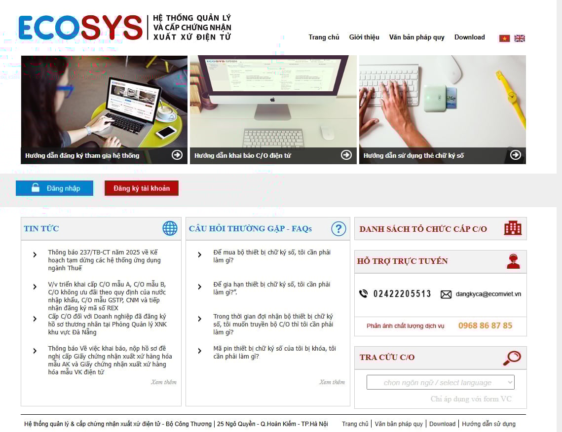 Quy trình cấp C/O và văn bản chấp thuận sẽ được thực hiện qua Hệ thống eCoSys. Ảnh: BCT.