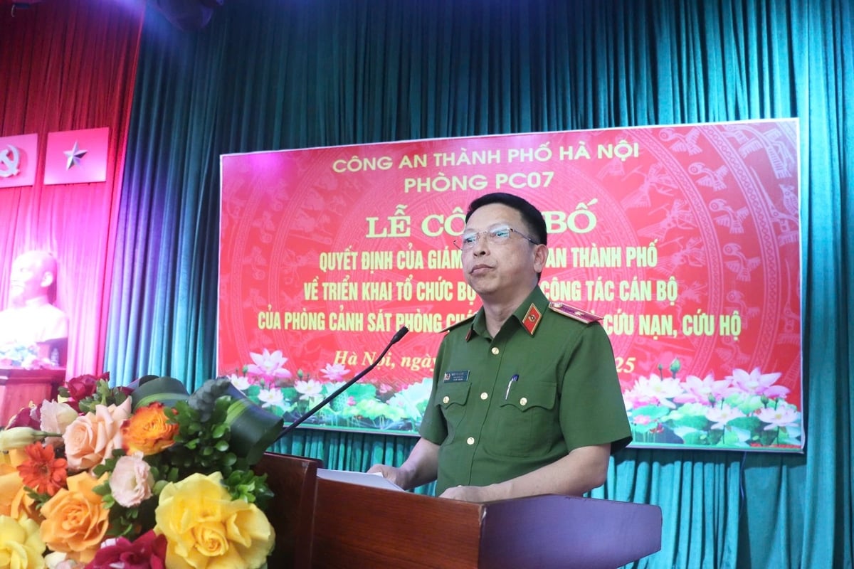 Thiếu tướng Nguyễn Hồng Ky - Phó Giám đốc Công an TP Hà Nội phát biểu tại buổi lễ. Ảnh: Công an TP Hà Nội.
