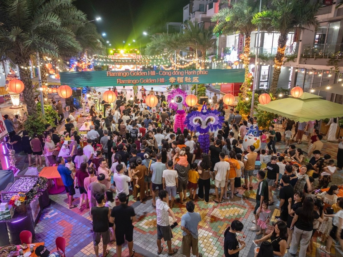 Khu đô thị Flamingo Golden Hill sôi động về đêm khi trở thành nơi lưu trú dài hạn của hàng trăm chuyên gia nước ngoài. Ảnh: CĐT.