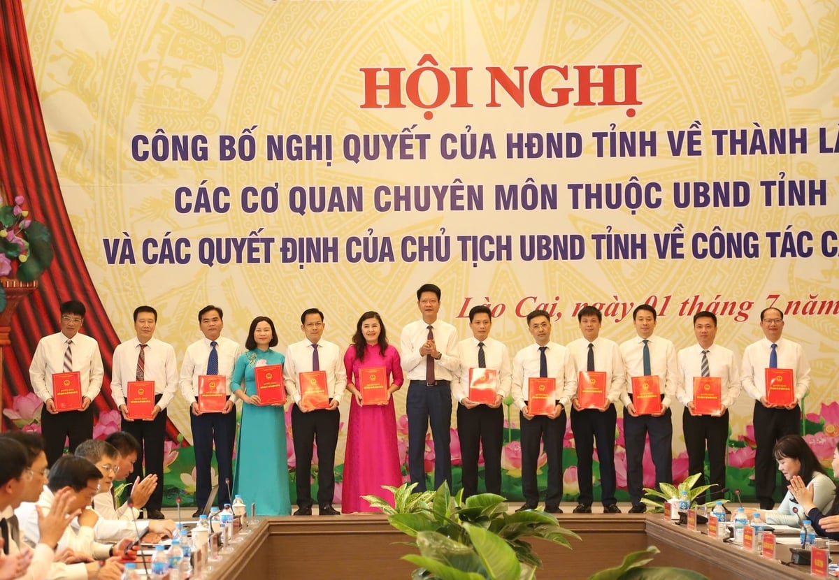 Phó Chủ tịch UBND tỉnh Nguyễn Thế Phước trao Quyết định bổ nhiệm Phó Giám đốc các sở, ban, ngành, cơ quan chuyên môn của tỉnh. Ảnh: Thanh Ngà.