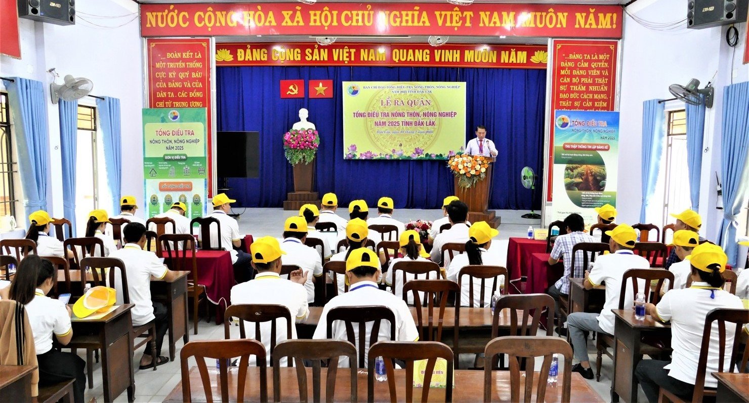 Lễ ra quân tổng điều tra nông nghiệp, nông thôn năm 2025 tại tỉnh Đắk Lắk. Ảnh: Cổng thông tin Đắk Lắk.