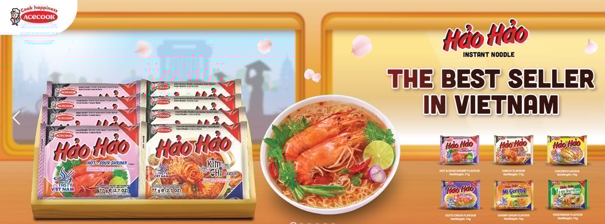 Sản phẩm Acecook đã được xuất khẩu đi hơn 40 quốc gia với trọng tâm là thương hiệu quốc tế Hảo Hảo. Ảnh: Acecook Việt Nam.