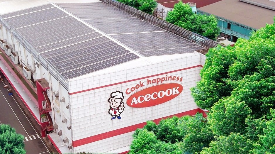 Hệ thống pin năng lượng lắp đặt tại nhà máy HCM của Acecook Việt Nam. Ảnh: Acecook Việt Nam.