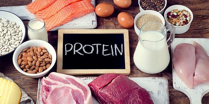 Lượng protein 1 ngày là 60g cho nam giới nặng 75kg và 50g cho nữ giới nặng 65kg. Ảnh minh họa.