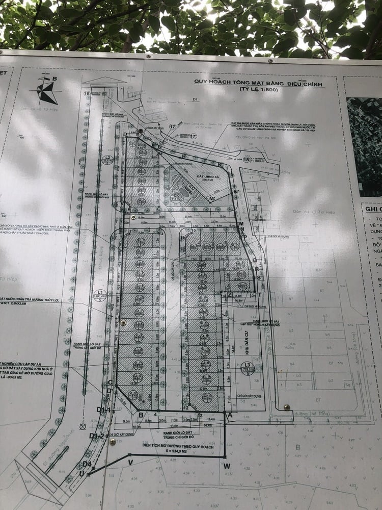 Quy hoạch tổng mặt bằng điều chỉnh tỷ lệ 1/500 của dự án chỉ là 38 thửa đất ở được phân lô như thế này. Ảnh: PT.