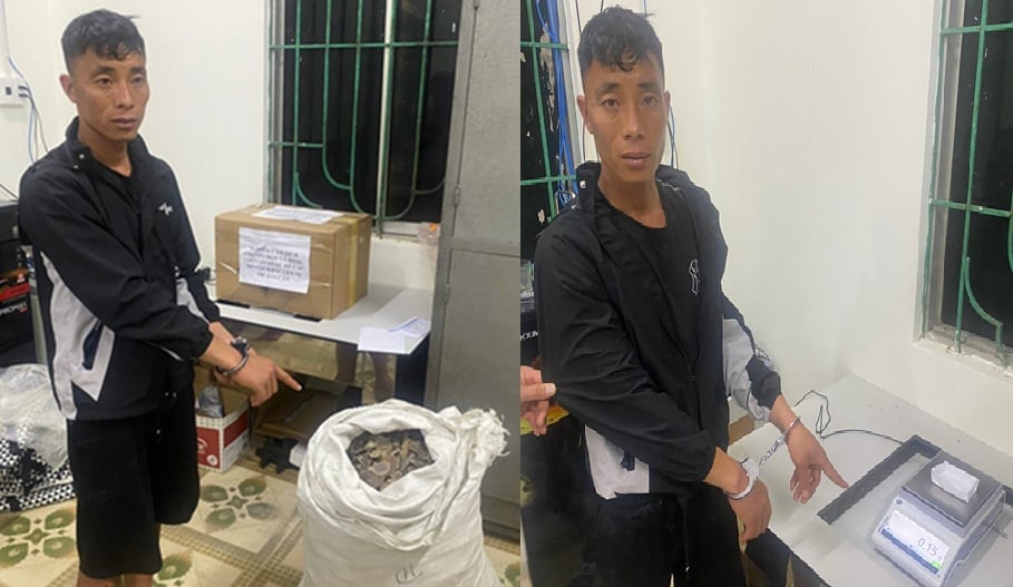 Đối tượng và tang vật. Ảnh: Công an tỉnh Cao Bằng. Đối tượng và tang vật. Ảnh: Công an tỉnh Cao Bằng.