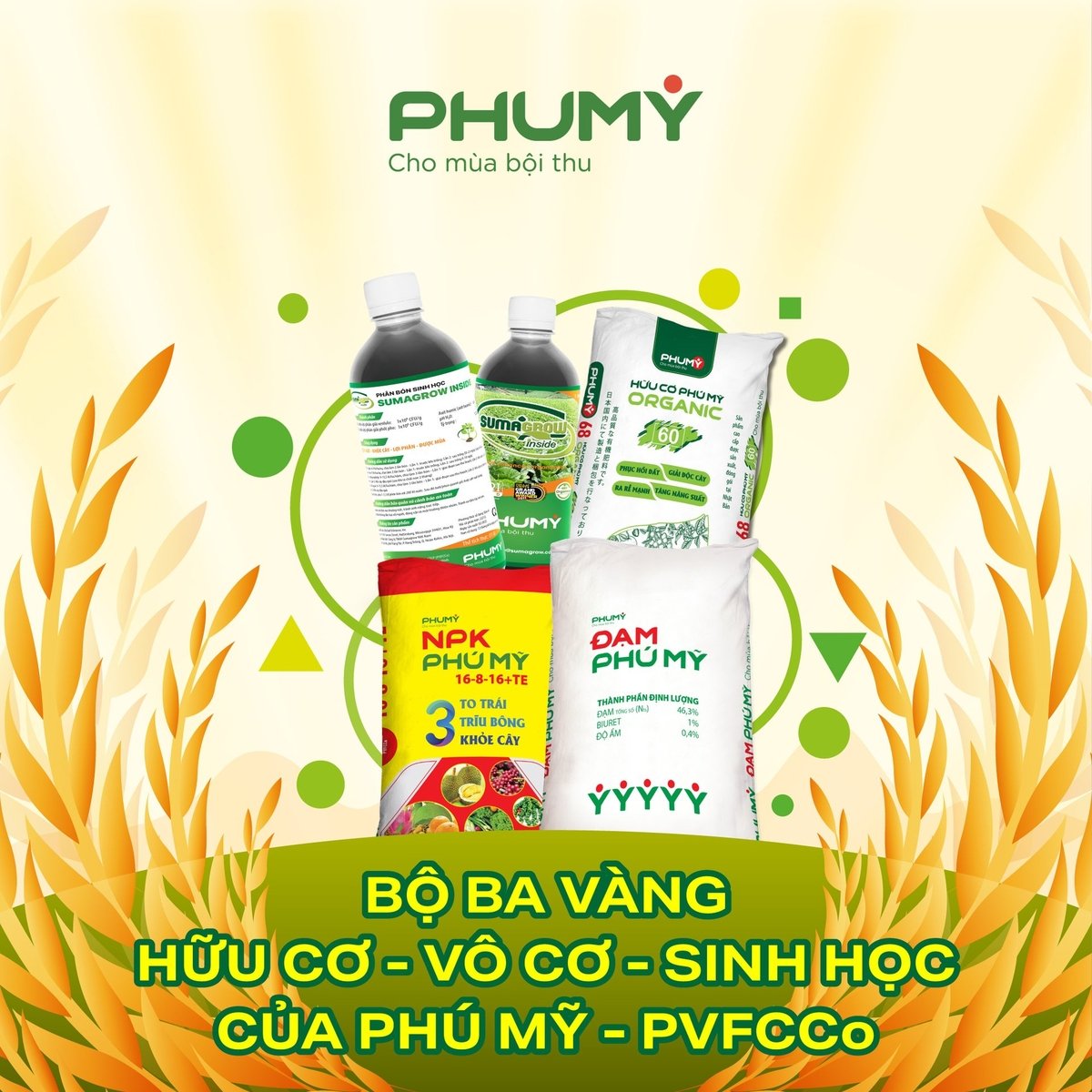 Sản phẩm mới: Phân bón bộ ba vàng vô cơ – hữu cơ – sinh học của Phú Mỹ. Ảnh: Đức Trung. Sản phẩm mới: Phân bón bộ ba vàng vô cơ – hữu cơ – sinh học của Phú Mỹ. Ảnh: Đức Trung.