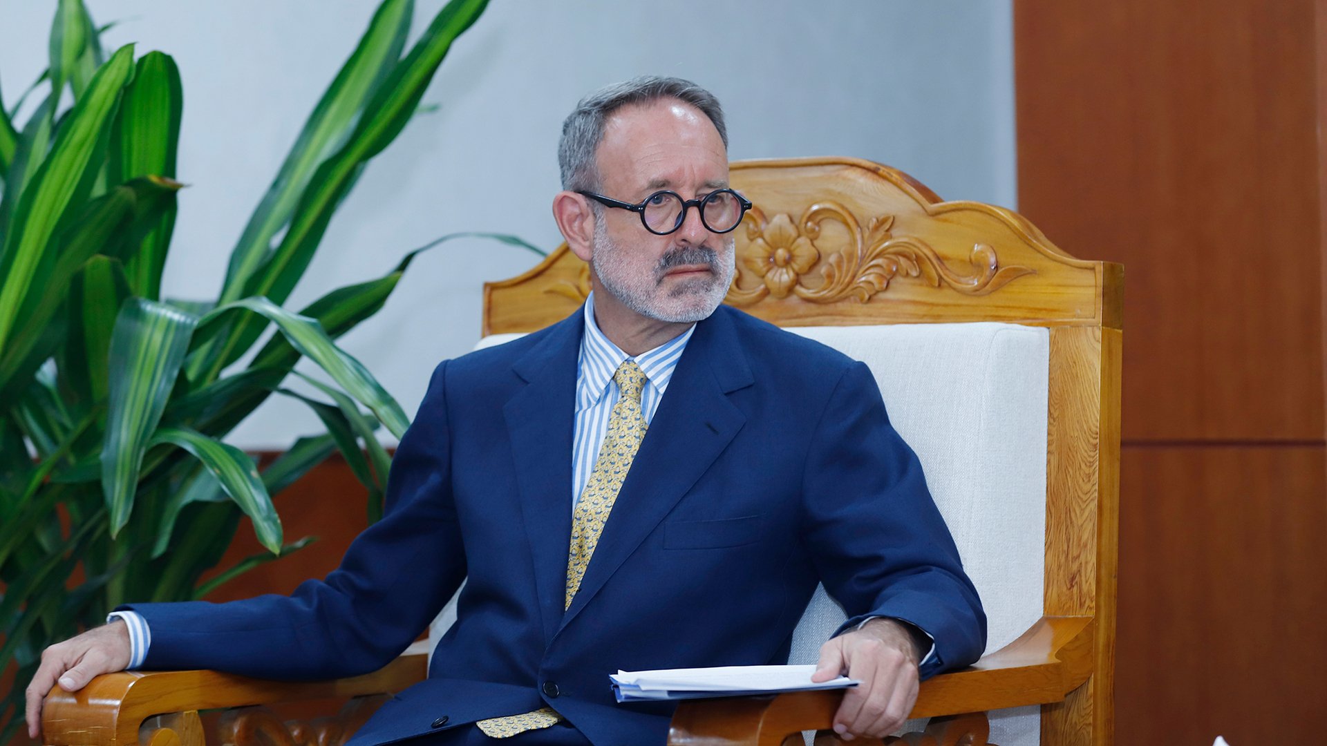 Ông Marco Della Seta, Đại sứ Italia tại Việt Nam, bày tỏ mong muốn quảng bá sản phẩm nông sản Italia đến người tiêu dùng Việt Nam. Ảnh: Kiều Chi. Ông Marco Della Seta, Đại sứ Italia tại Việt Nam, bày tỏ mong muốn quảng bá sản phẩm nông sản Italia đến người tiêu dùng Việt Nam. Ảnh: Kiều Chi.