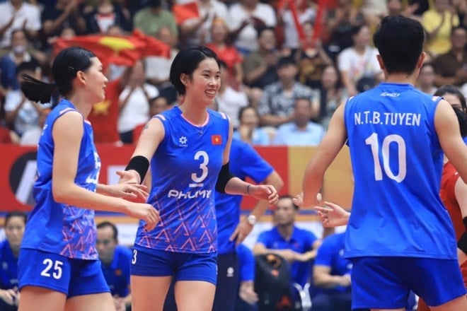 Thanh Thúy (3) thi đấu tại VTV Cup 2025. Ảnh:VFV. Thanh Thúy (3) thi đấu tại VTV Cup 2025. Ảnh:VFV.