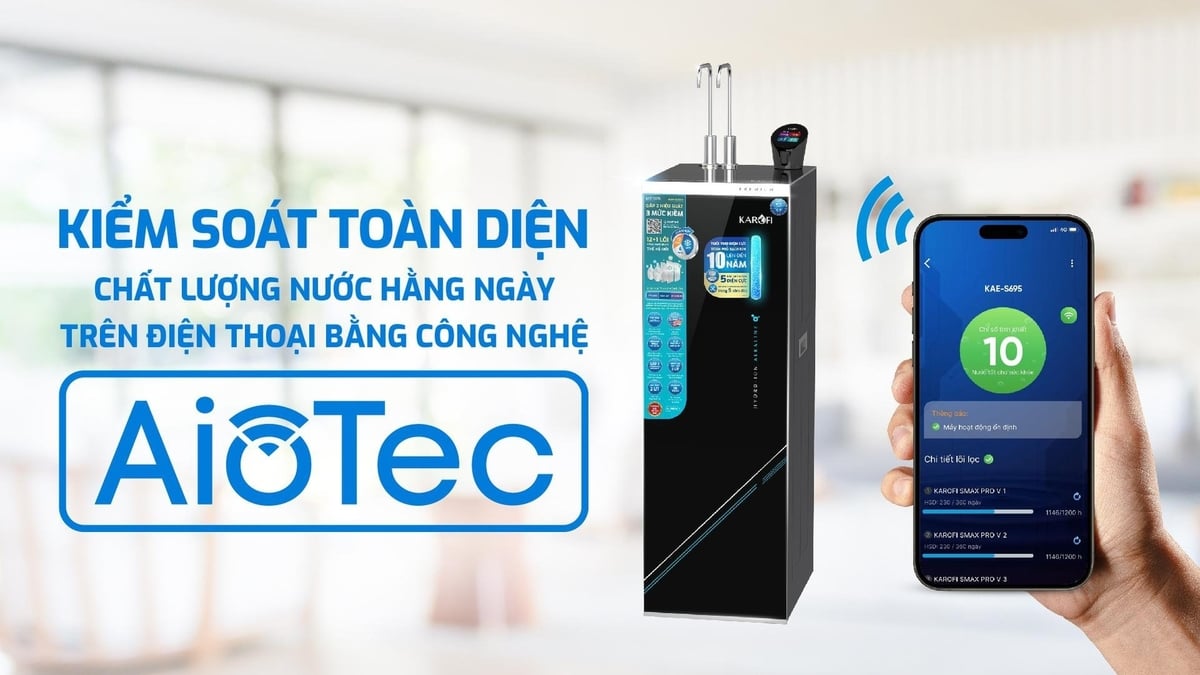 Công nghệ AioTec kiểm soát toàn diện chất lượng nước. Ảnh: Karofi. Công nghệ AioTec kiểm soát toàn diện chất lượng nước. Ảnh: Karofi.