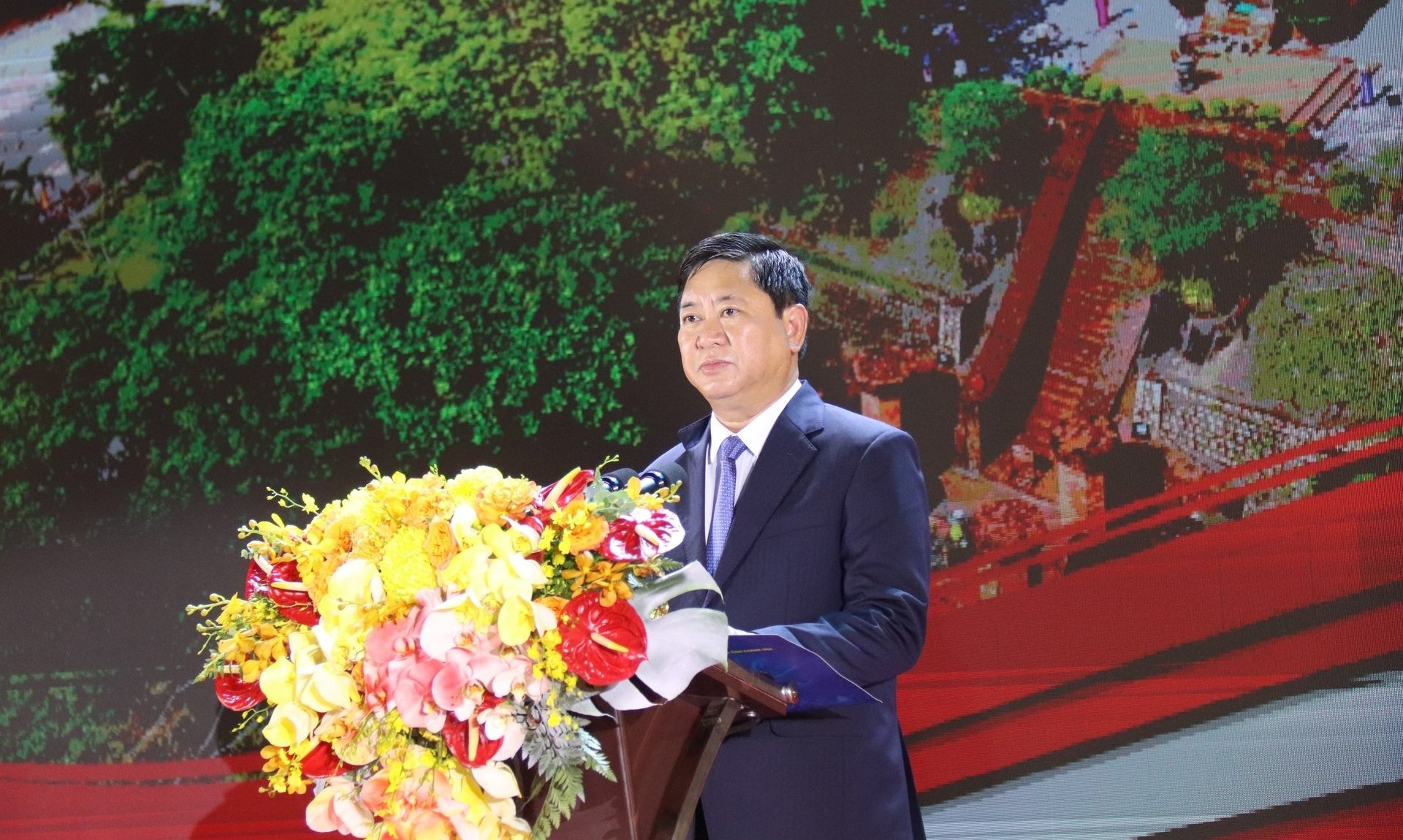Ông Trần Quốc Nam, Chủ tịch UBND tỉnh Khánh Hòa phát biểu tại lễ công bố Tháp Bà Pô Nagar là di tích quốc gia đặc biệt. Ảnh: NT. Ông Trần Quốc Nam, Chủ tịch UBND tỉnh Khánh Hòa phát biểu tại lễ công bố Tháp Bà Pô Nagar là di tích quốc gia đặc biệt. Ảnh: NT.