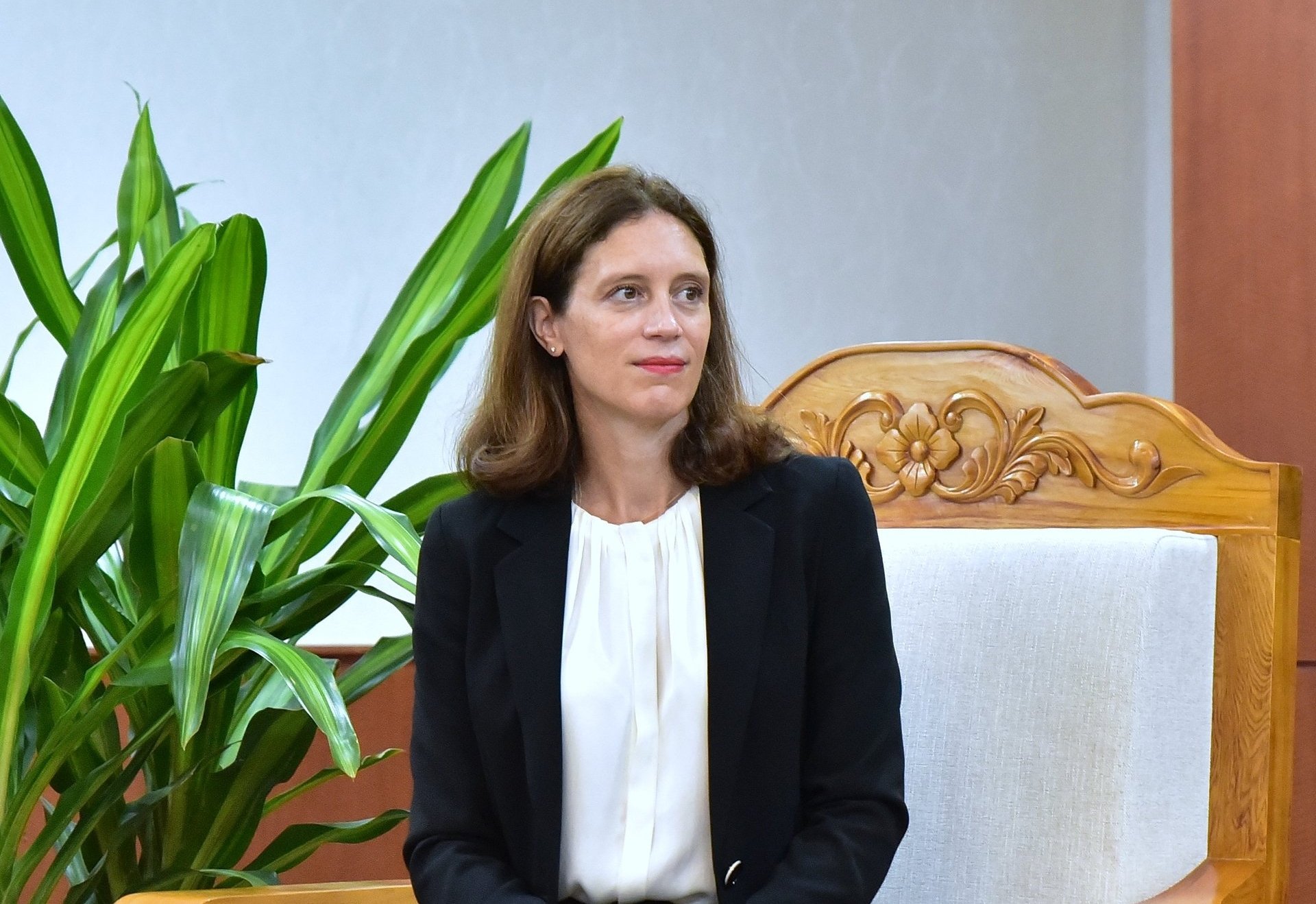 Bà Clemence Schmid, Giám đốc GPAP cam kết cùng Việt Nam thực hiện các mục tiêu chuyển đổi xanh. Ảnh: Kiều Chi.
