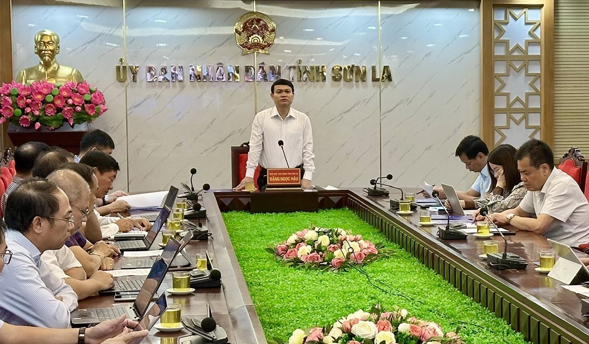 Phó Chủ tịch UBND tỉnh Sơn La - Đặng Ngọc Hậu kết luận tại buổi làm việc. Ảnh: EVNNPT. Phó Chủ tịch UBND tỉnh Sơn La - Đặng Ngọc Hậu kết luận tại buổi làm việc. Ảnh: EVNNPT.