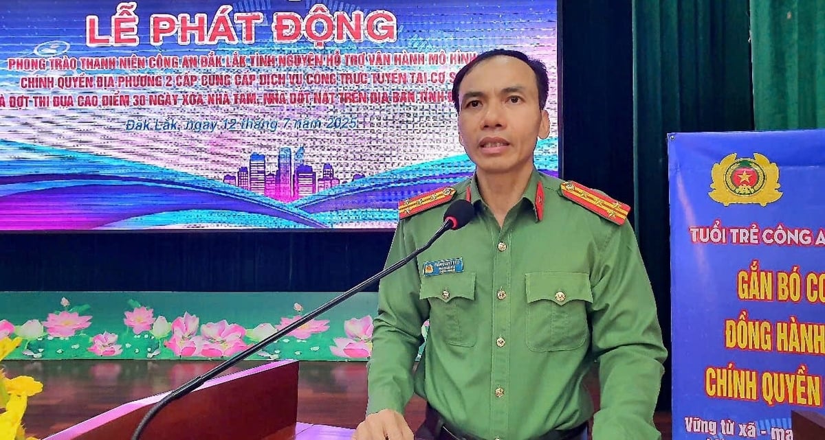 Phó Giám đốc Công an tỉnh Đắk Lắk Trần Quang Hiếu phát biểu chỉ đạo tại Lễ phát động. Ảnh: Sỹ Đức. Phó Giám đốc Công an tỉnh Đắk Lắk Trần Quang Hiếu phát biểu chỉ đạo tại Lễ phát động. Ảnh: Sỹ Đức.