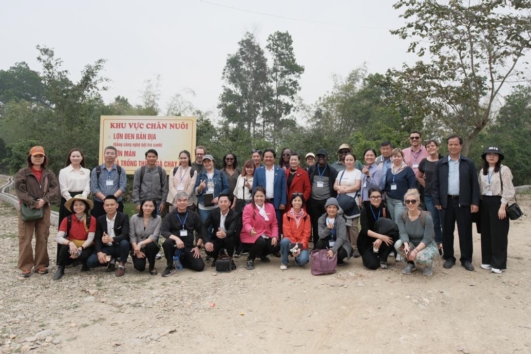 Đoàn công tác các quốc gia Nam bán cầu đến thăm mô hình nông nghiệp sinh thái tại Việt Nam. Ảnh: Quỳnh Chi. Đoàn công tác các quốc gia Nam bán cầu đến thăm mô hình nông nghiệp sinh thái tại Việt Nam. Ảnh: Quỳnh Chi.