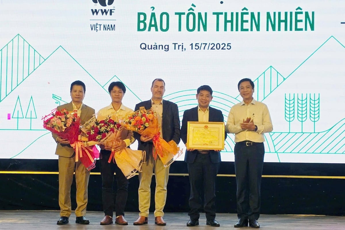 Ông Hoàng Nam, Phó Chủ tịch thường trực tỉnh Quảng Trị tặng Bằng khen cho tổ chức World Wide Fund for Nature. Ảnh: Võ Dũng. Ông Hoàng Nam, Phó Chủ tịch thường trực tỉnh Quảng Trị tặng Bằng khen cho tổ chức World Wide Fund for Nature. Ảnh: Võ Dũng.
