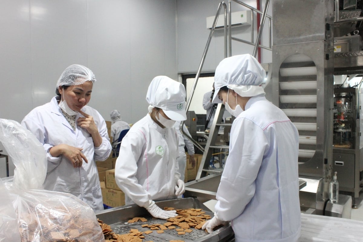 Mrs. Mai Thi Y Nhi inspects product quality before packaging. Photo: Lan Anh.