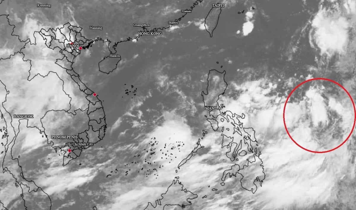 Áp thấp nhiệt đới vừa hình thành trên khu vực phía Đông của Philippines. Ảnh: iWeather. Áp thấp nhiệt đới vừa hình thành trên khu vực phía Đông của Philippines. Ảnh: iWeather.