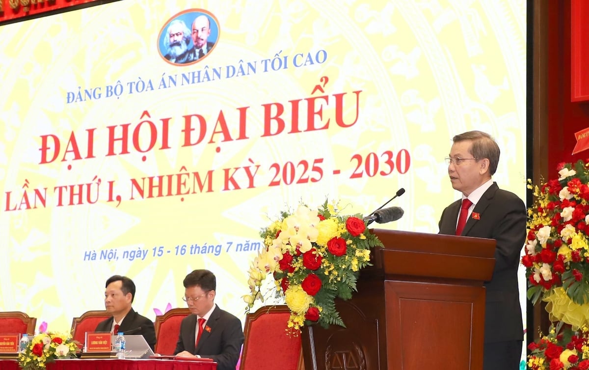 Đồng chí Lê Minh Trí, Bí thư Trung ương Đảng, Bí thư Đảng ủy, Chánh án TANDTC phát biểu tại Đại hội. Đồng chí Lê Minh Trí, Bí thư Trung ương Đảng, Bí thư Đảng ủy, Chánh án TANDTC phát biểu tại Đại hội.