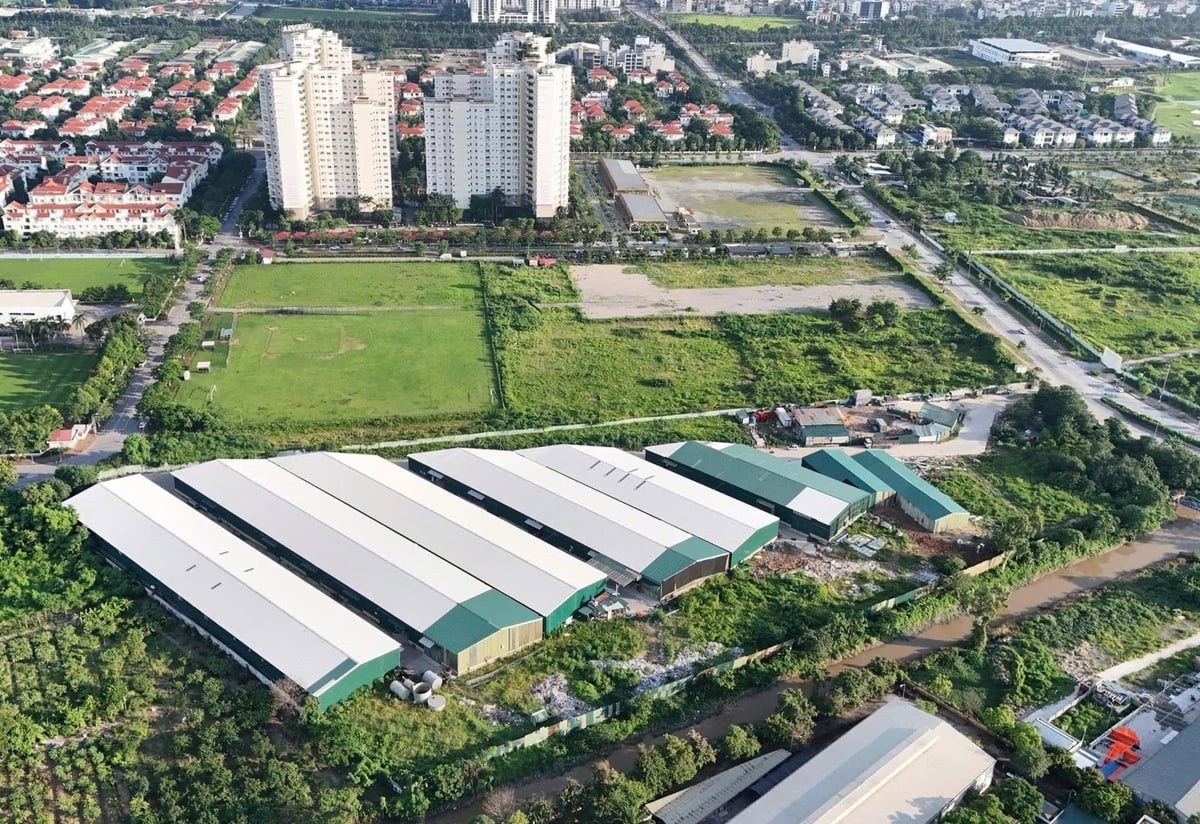 Hàng nghìn m2 nhà xưởng xây dựng trái phép trên đất dự án. Ảnh: Sơn Dũng. Hàng nghìn m2 nhà xưởng xây dựng trái phép trên đất dự án. Ảnh: Sơn Dũng.