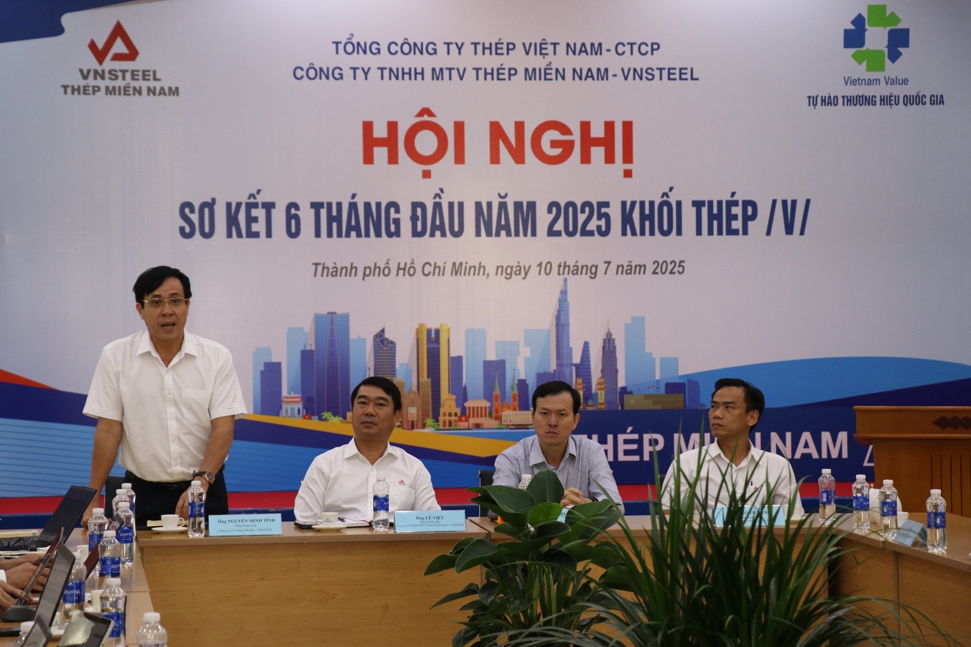 Ông Nguyễn Minh Tính, Tổng Giám đốc Công ty Cổ phần Thép Nhà bè - VNSTEEL phát biểu. Ảnh: PV. Ông Nguyễn Minh Tính, Tổng Giám đốc Công ty Cổ phần Thép Nhà bè - VNSTEEL phát biểu. Ảnh: PV.