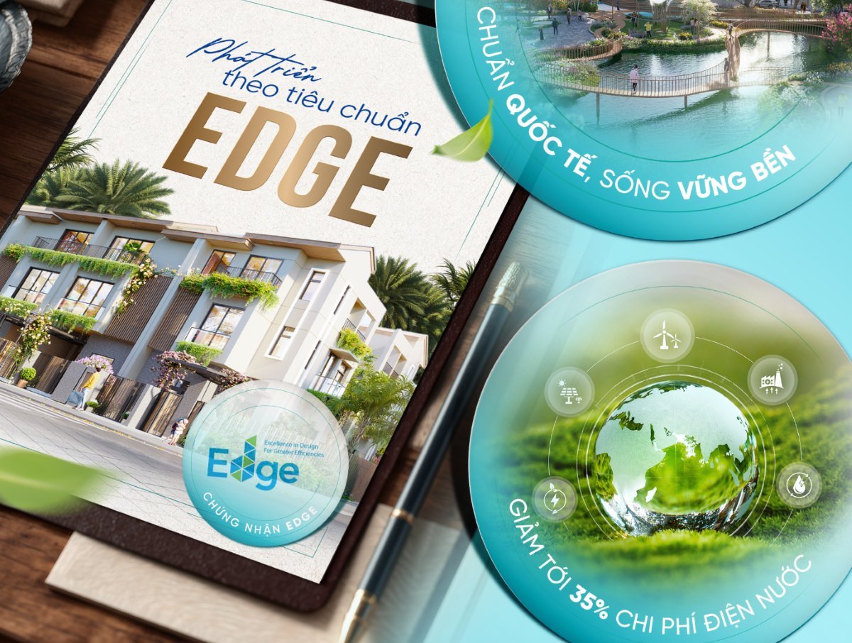 LA Home phát triển theo tiêu chuẩn Edge, dự án phải đáp ứng mức tiết kiệm tối thiểu 20% ở cả ba tiêu chí: năng lượng, nước và năng lượng hàm chứa trong vật liệu. Ảnh: Prodezi Long An.