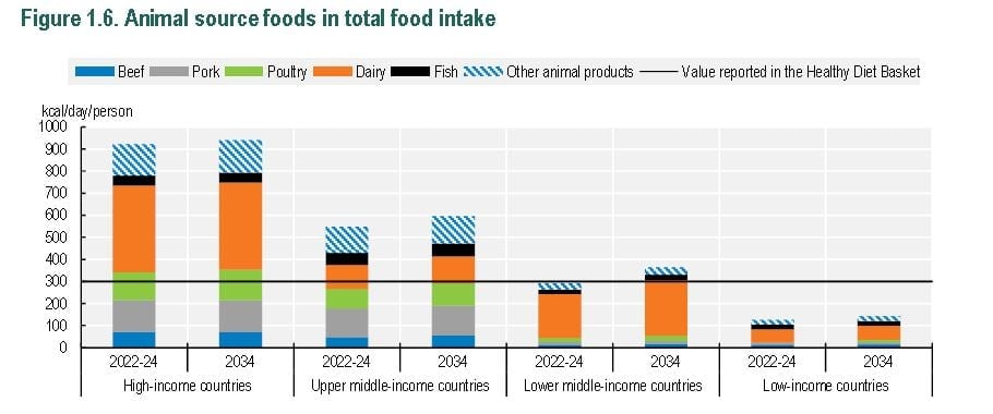 Animal source foods in total food intake.