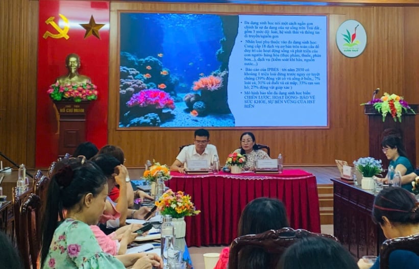 Nhiều kinh nghiệm, mô hình hay trong bảo tồn đa dạng sinh học biển đã được đưa ra thảo luận tại Hội thảo. Ảnh: Gia Huy. Nhiều kinh nghiệm, mô hình hay trong bảo tồn đa dạng sinh học biển đã được đưa ra thảo luận tại Hội thảo. Ảnh: Gia Huy.