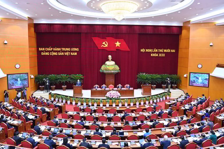 Phiên bế mạc Hội nghị lần thứ 12 Ban Chấp hành Trung ương Đảng khóa XIII. Ảnh: Đăng Khoa.