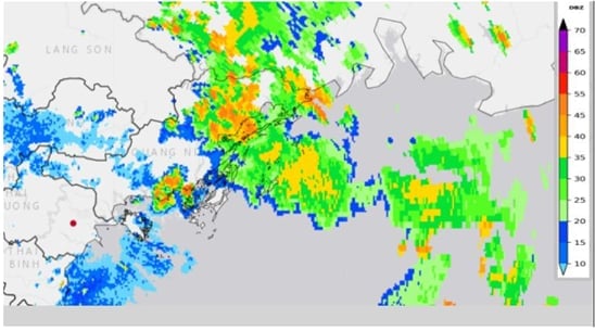 Hình ảnh phản hồi Radar thời tiết Phủ Liễn vào 13h30 ngày 19/7/2025 (trích dẫn từ bản tin cảnh báo dông, lốc, sét, mưa đá và mưa lớn cục bộ tỉnh Quảng Ninh phát lúc 13h30 ngày 19/7/2025). Nguồn: TTDBKTTVQG.