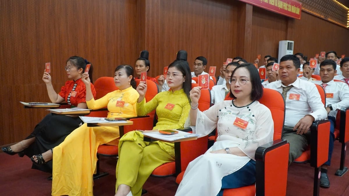 Các đại biểu biểu quyết thông qua Nghị quyết Đại hội. Ảnh: Đức Bình. Các đại biểu biểu quyết thông qua Nghị quyết Đại hội. Ảnh: Đức Bình.