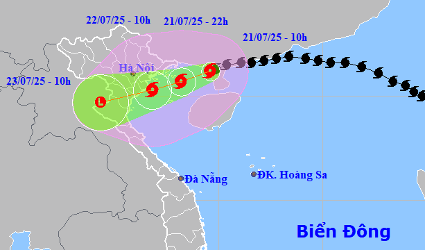 Bão số 3 đang ở trên vùng biển vịnh Bắc Bộ. Ảnh: TTDBKTTVQG. Bão số 3 đang ở trên vùng biển vịnh Bắc Bộ. Ảnh: TTDBKTTVQG.