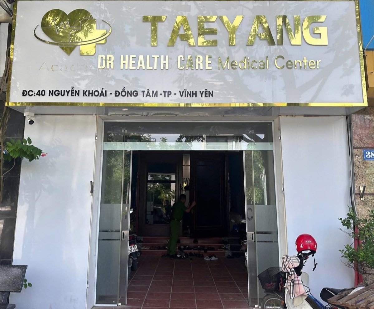Trung tâm khám, chữa bệnh TEAYANG DR HEALTH CARE tại số 40, đường Nguyễn Khoái, TP Vĩnh Yên, tỉnh Vĩnh Phúc (nay là tỉnh Phú Thọ). Ảnh: Công an tỉnh Sơn La. 
