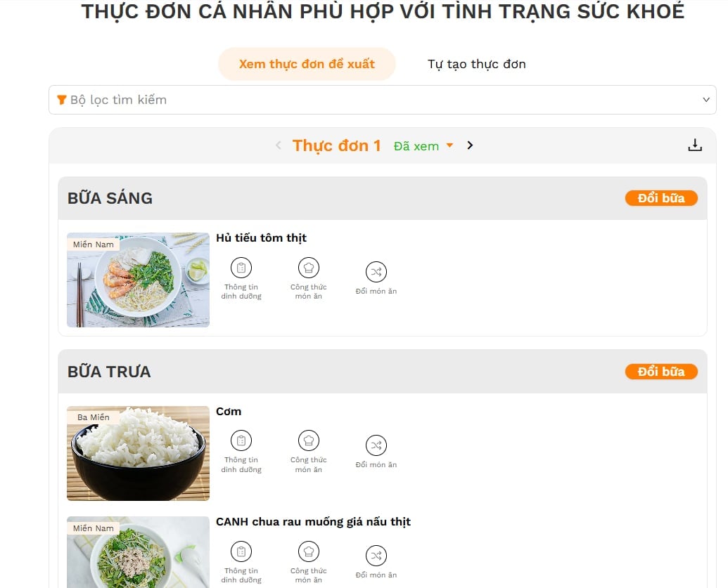 Người lao động có thể tham khảo các thực đơn cá nhân phù hợp với tình trạng sức khỏe của mình trên phần mềm Dinh dưỡng và Sức khỏe nội bộ. Ảnh: CT. Người lao động có thể tham khảo các thực đơn cá nhân phù hợp với tình trạng sức khỏe của mình trên phần mềm Dinh dưỡng và Sức khỏe nội bộ. Ảnh: CT.