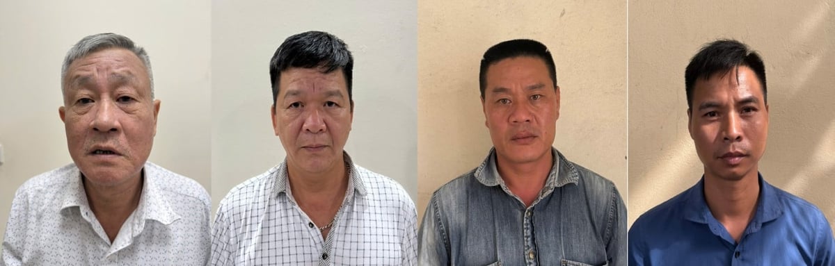 Các bị can Nguyễn Mạnh Thuyên, Vũ Văn Tuyển, Phạm Anh Tuấn, Lê Hữu Mạnh (từ trái sang phải). Ảnh: Công an tỉnh Quảng Ninh.