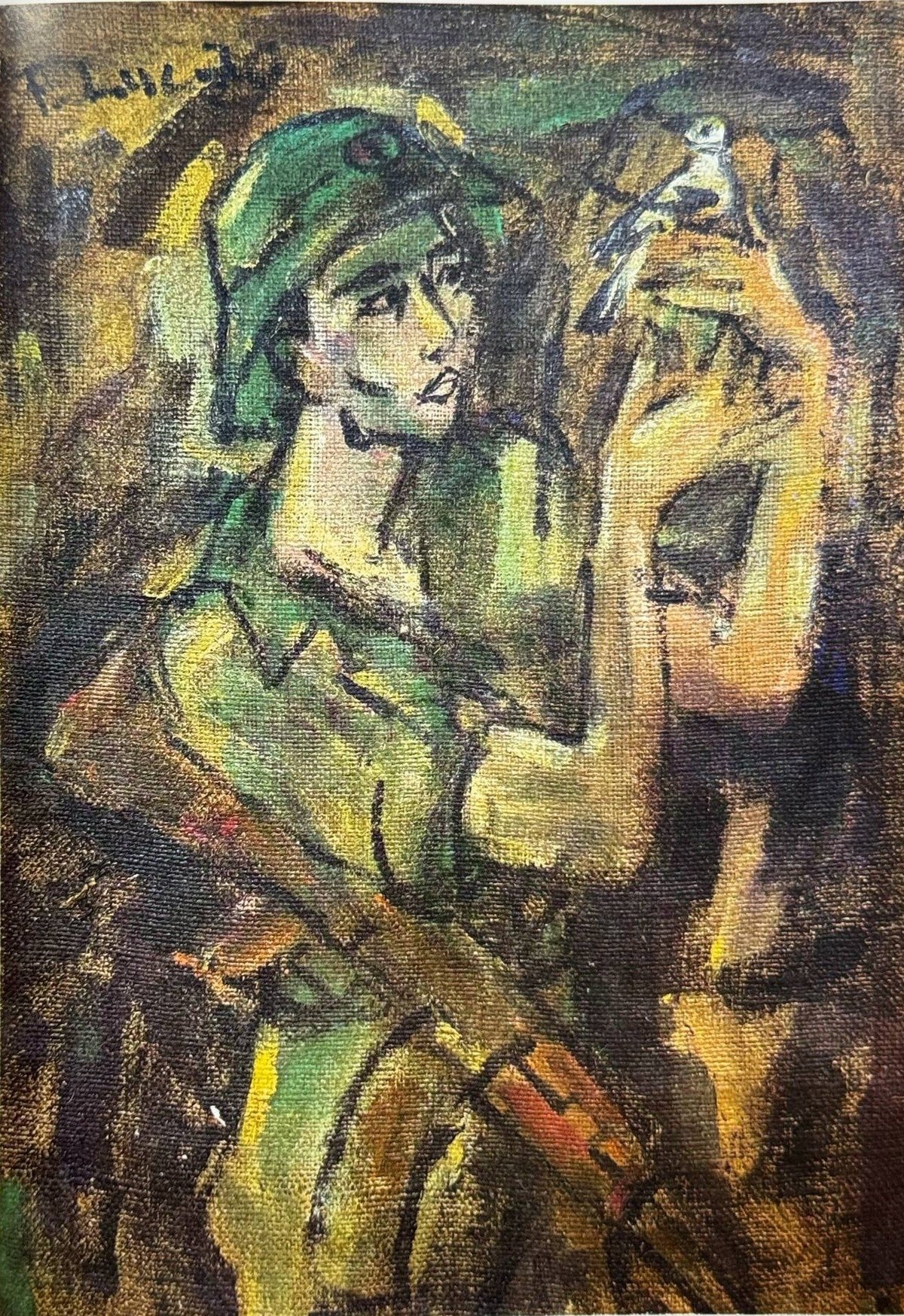'Người lính với phút thảnh thơi'. Tranh của Phạm Lực.