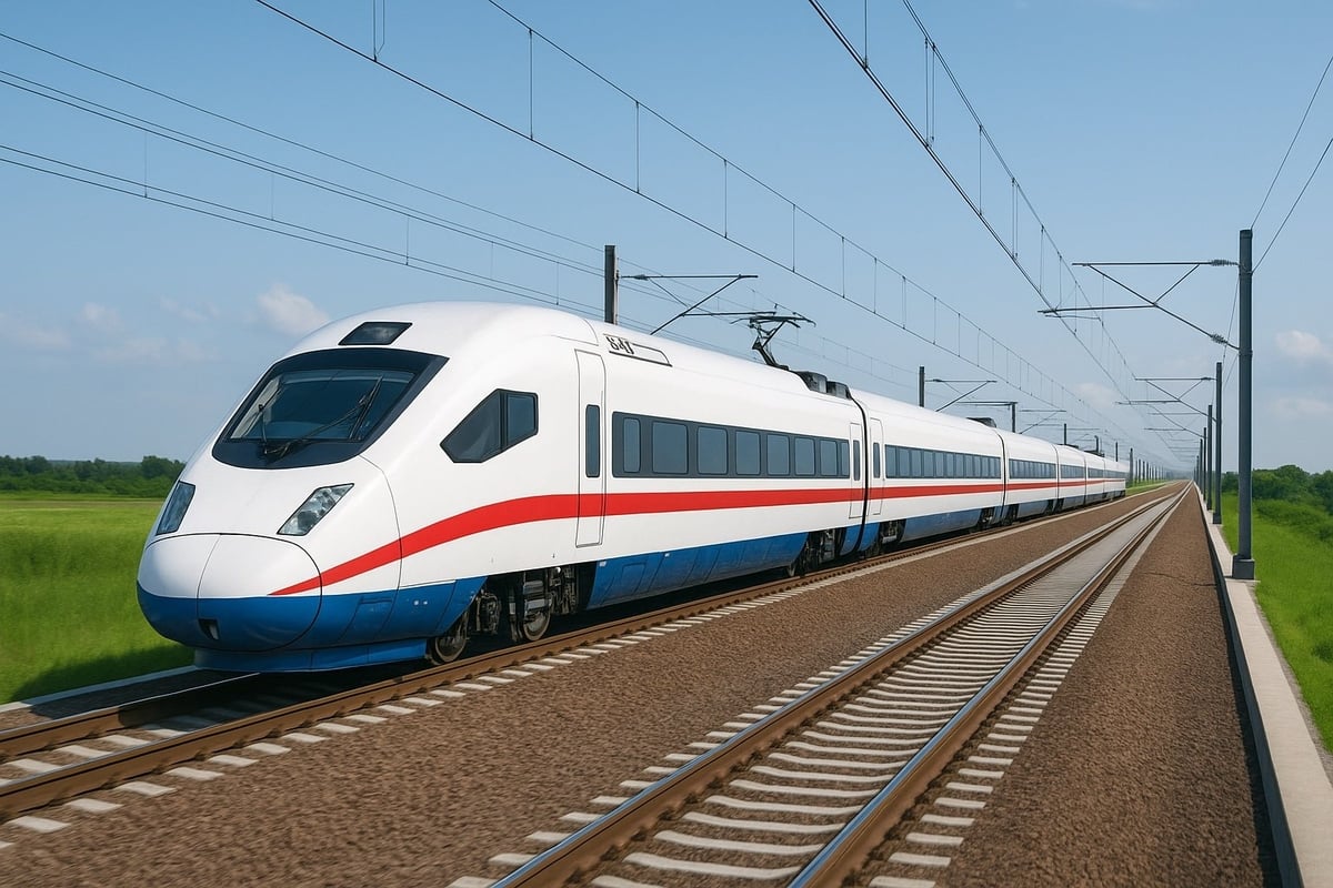 Tuyến đường sắt tốc độ cao Bắc - Nam đi qua TP Đà Nẵng có chiều dài hơn 116km. Ảnh minh họa AI. Tuyến đường sắt tốc độ cao Bắc - Nam đi qua TP Đà Nẵng có chiều dài hơn 116km. Ảnh minh họa AI.