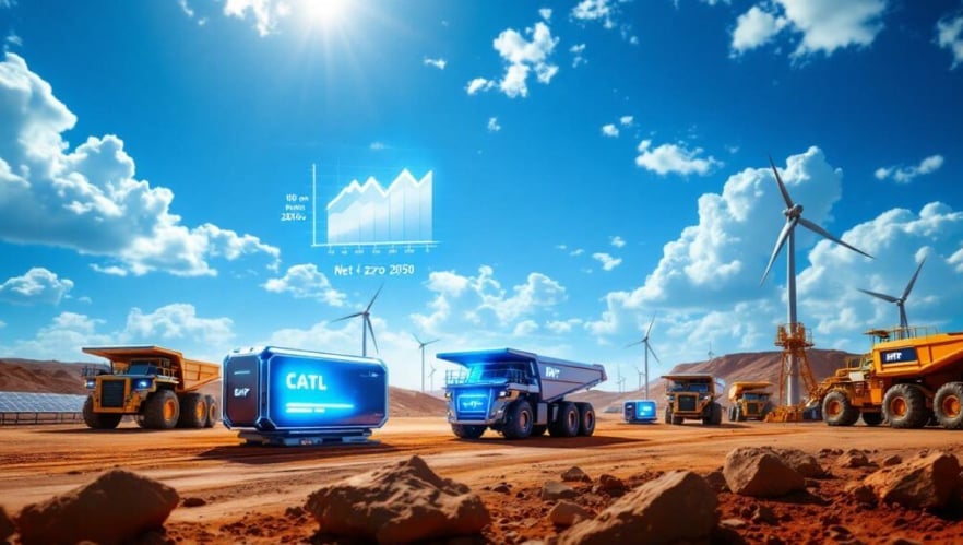 Xe ben và máy xúc sử dụng pin điện thế hệ mới tại mỏ khai thác của BHP, kết quả ứng dụng công nghệ từ liên minh với CATL, giúp giảm phát thải khí nhà kính. Ảnh: Discovery Alert. Xe ben và máy xúc sử dụng pin điện thế hệ mới tại mỏ khai thác của BHP, kết quả ứng dụng công nghệ từ liên minh với CATL, giúp giảm phát thải khí nhà kính. Ảnh: Discovery Alert.
