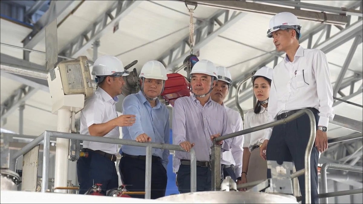 Tổ công tác Tập đoàn chỉ đạo công tác pha chế nhiên liệu B5 tại Tổng Kho Xăng dầu Đức Giang. Ảnh: Petrolimex.