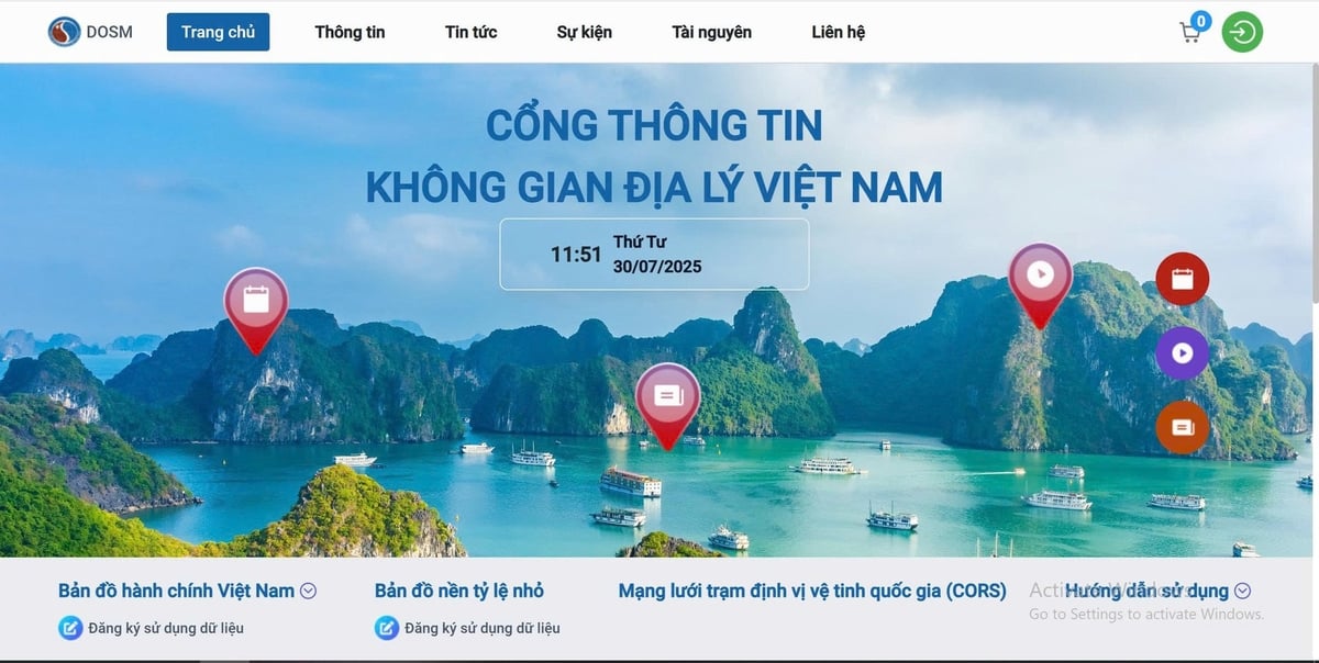 CSDL nền địa lý quốc gia được cung cấp và đăng tải trên Cổng Thông tin Không gian địa lý Việt Nam. Ảnh Thủy Nguyễn.